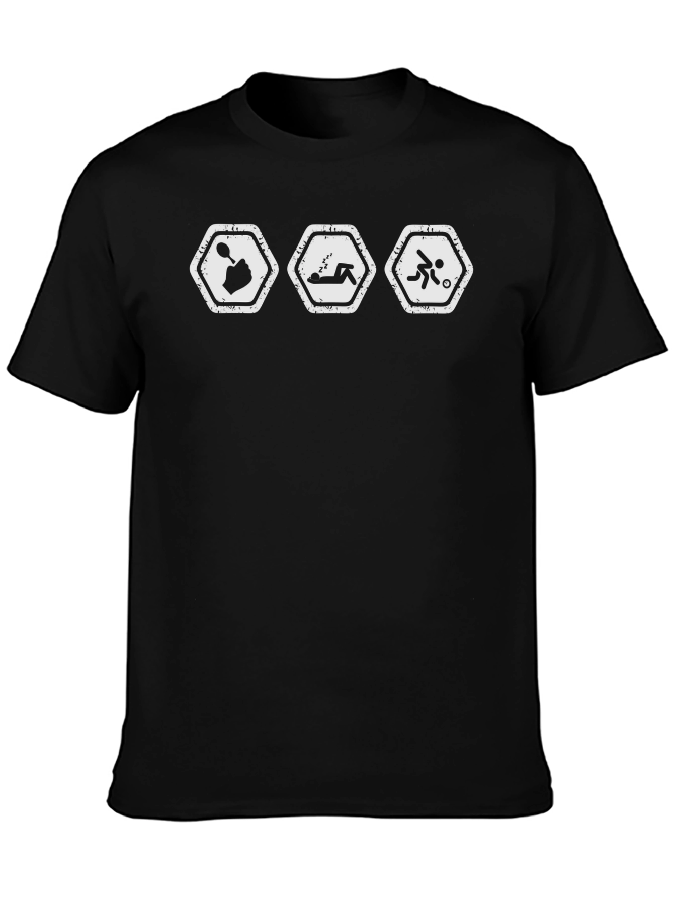 Humorous Spoon Sleep Soccer Black T-Shirt