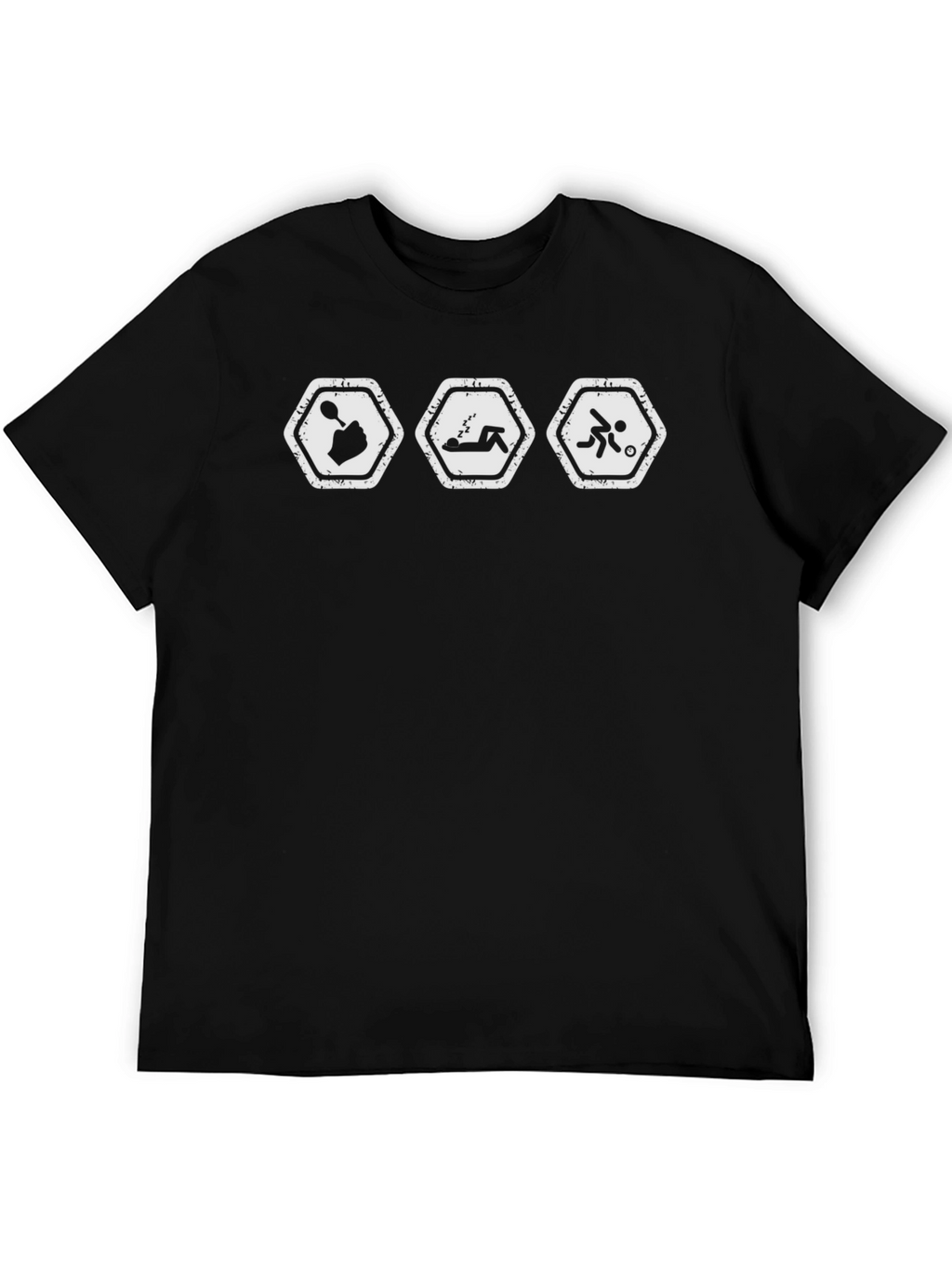 Humorous Spoon Sleep Soccer Black T-Shirt