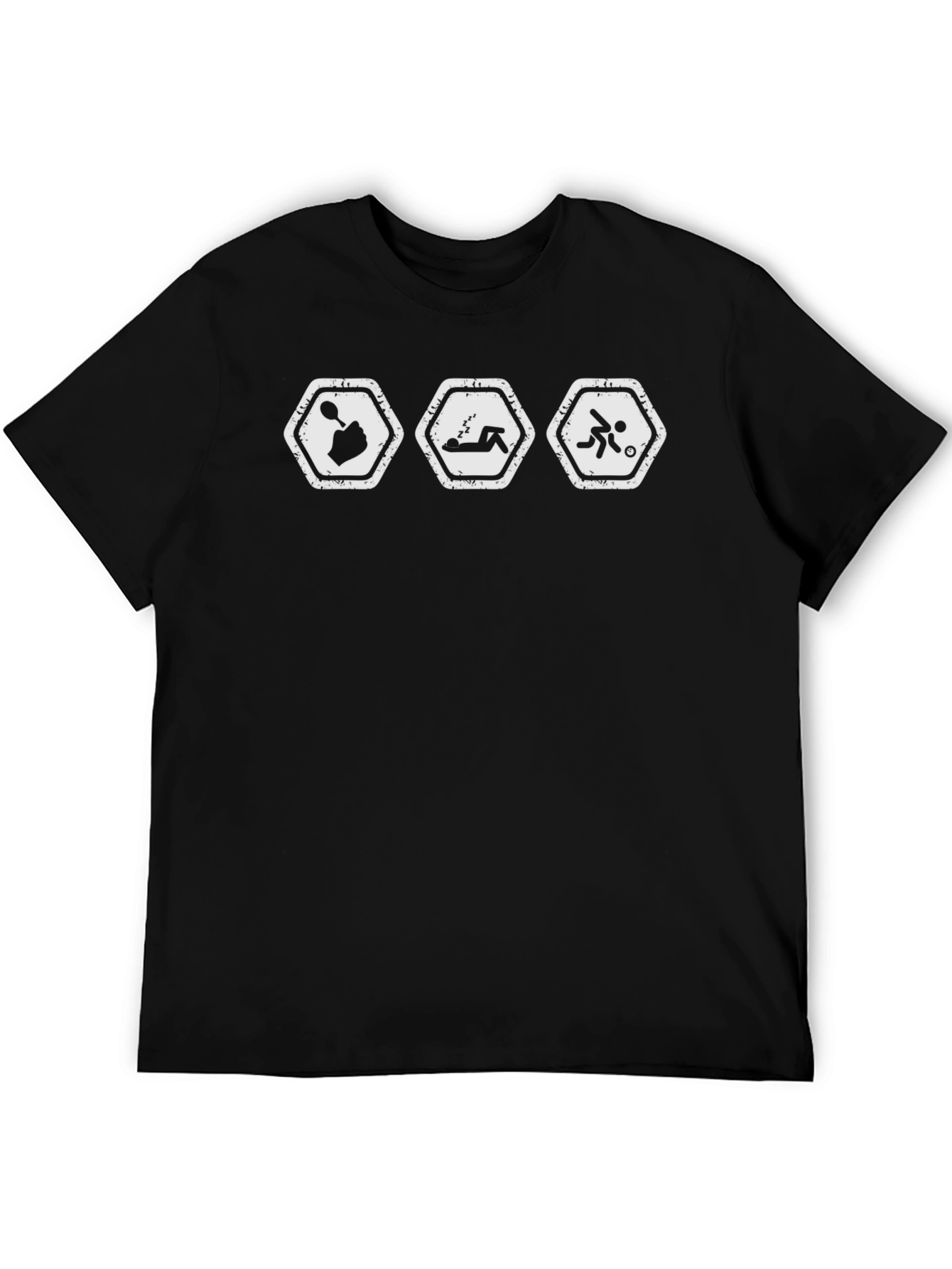 Humorous Spoon Sleep Soccer Black T-Shirt