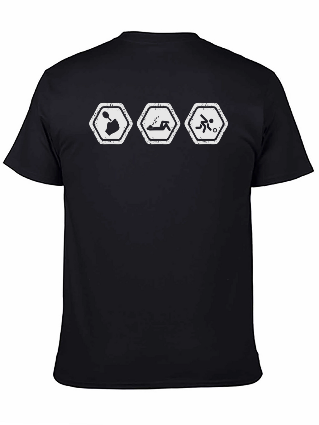 Humorous Spoon Sleep Soccer Black T-Shirt