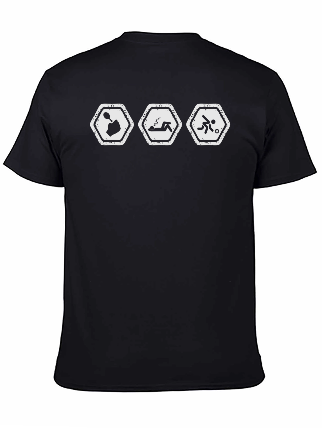 Humorous Spoon Sleep Soccer Black T-Shirt