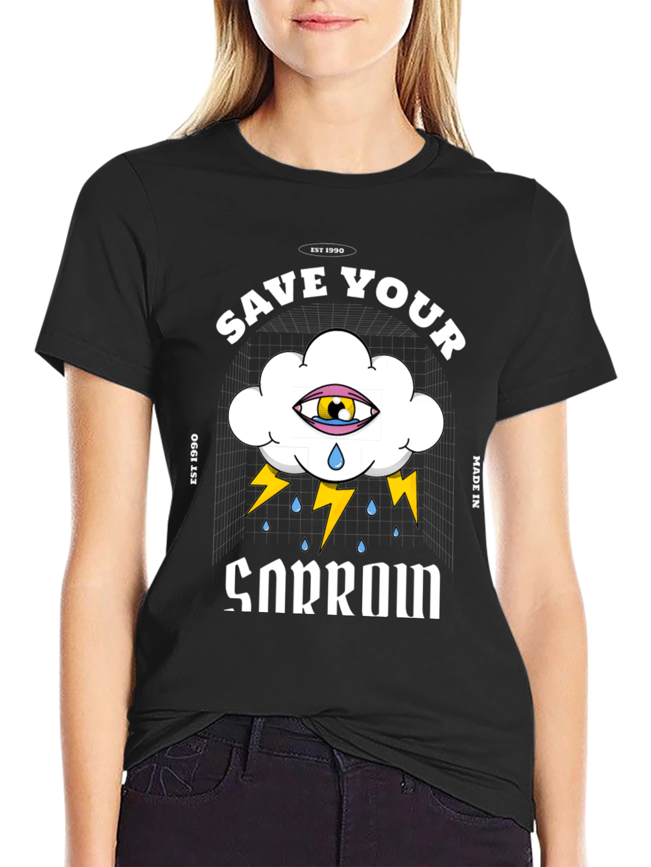 Save Your Sorrow Graphic Tee - Black Cotton