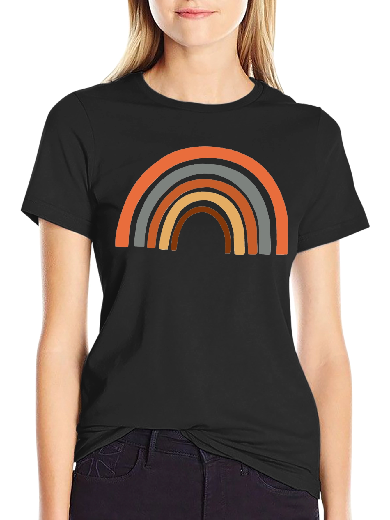 Retro Rainbow Graphic Tee - Unisex Black T-Shirt