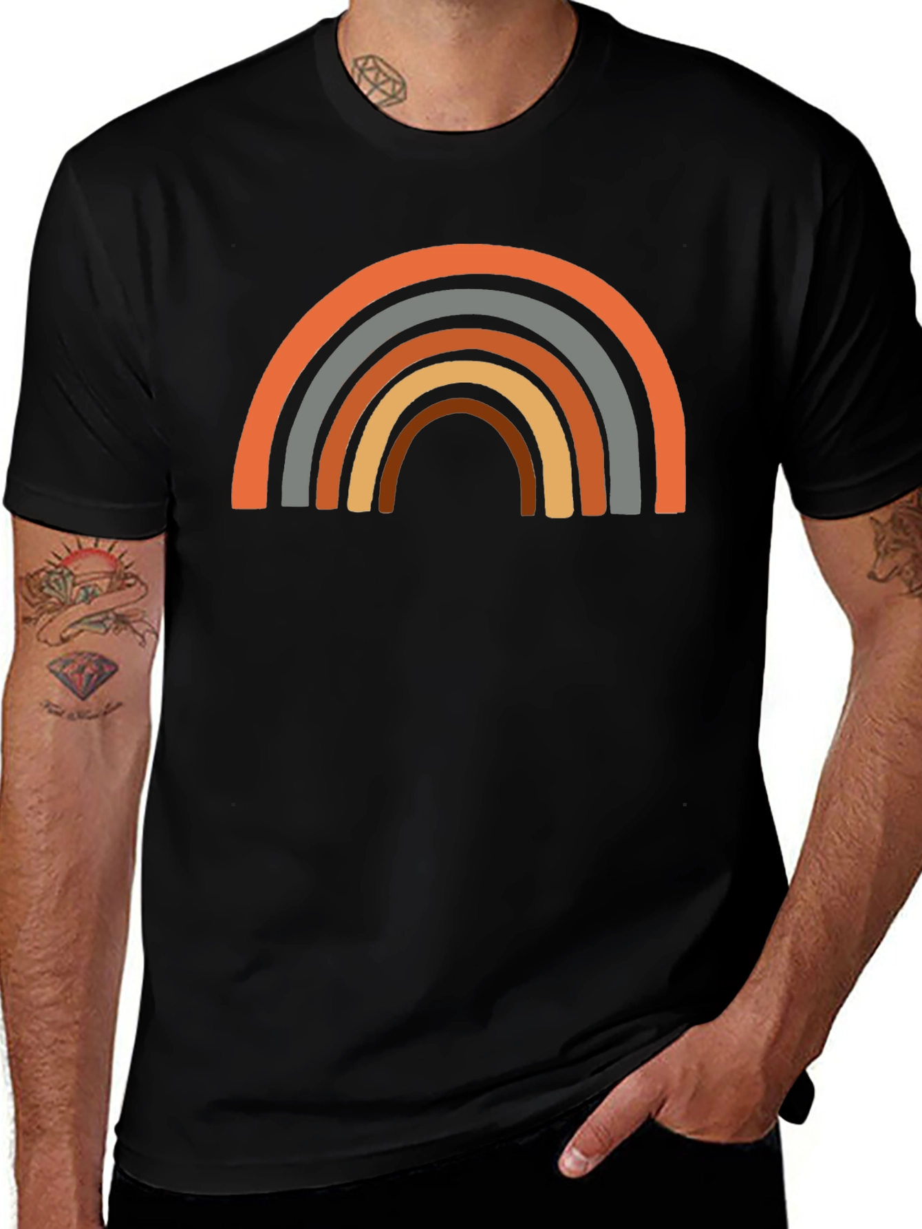 Retro Rainbow Graphic Tee - Unisex Black T-Shirt