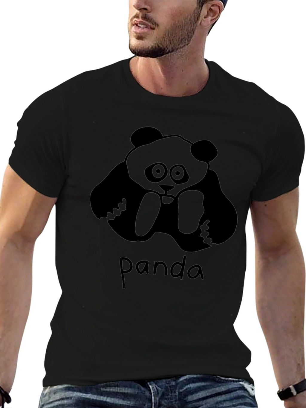 Mens Panda Graphic Black T-Shirt