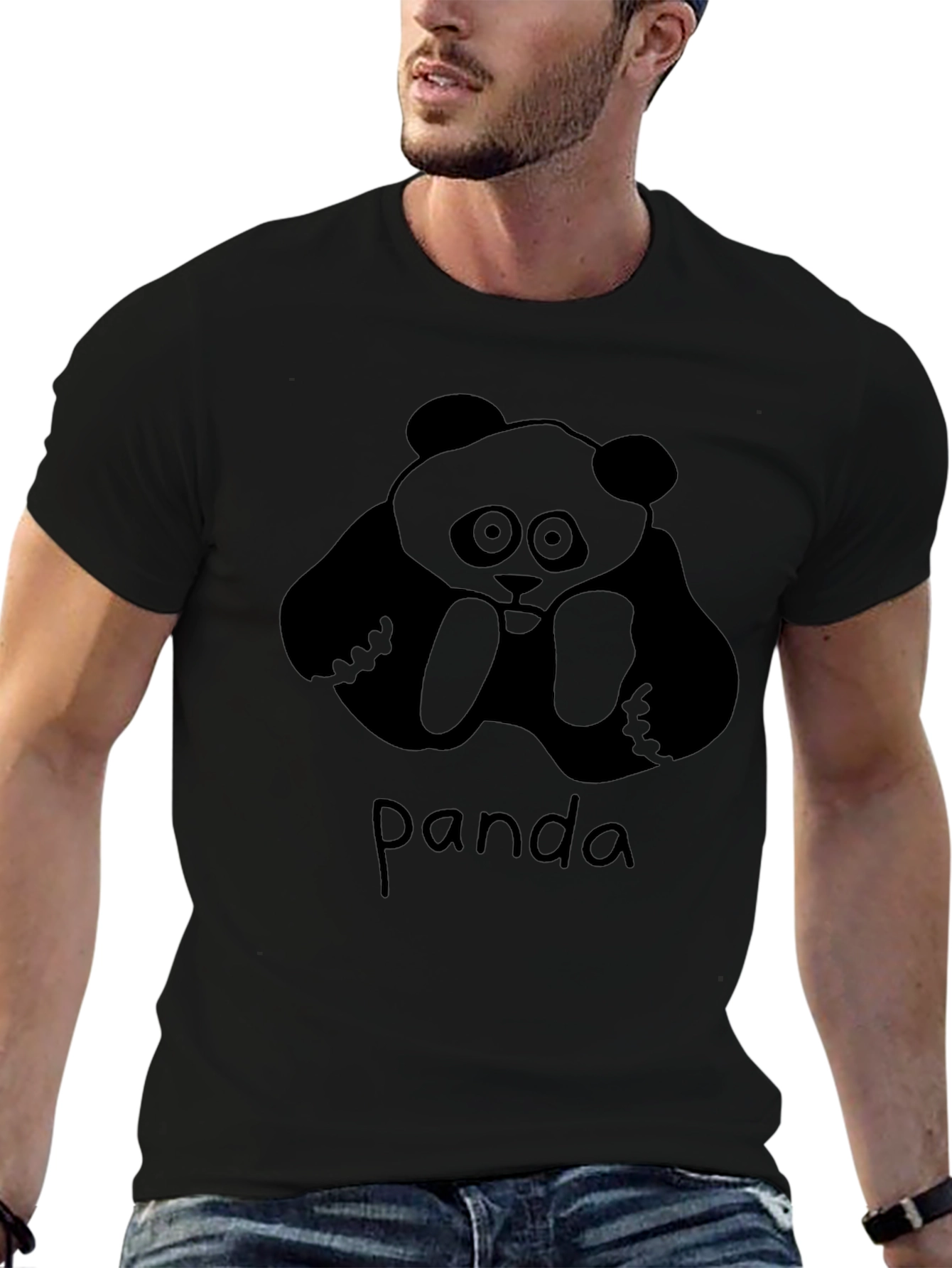 Mens Panda Graphic Black T-Shirt