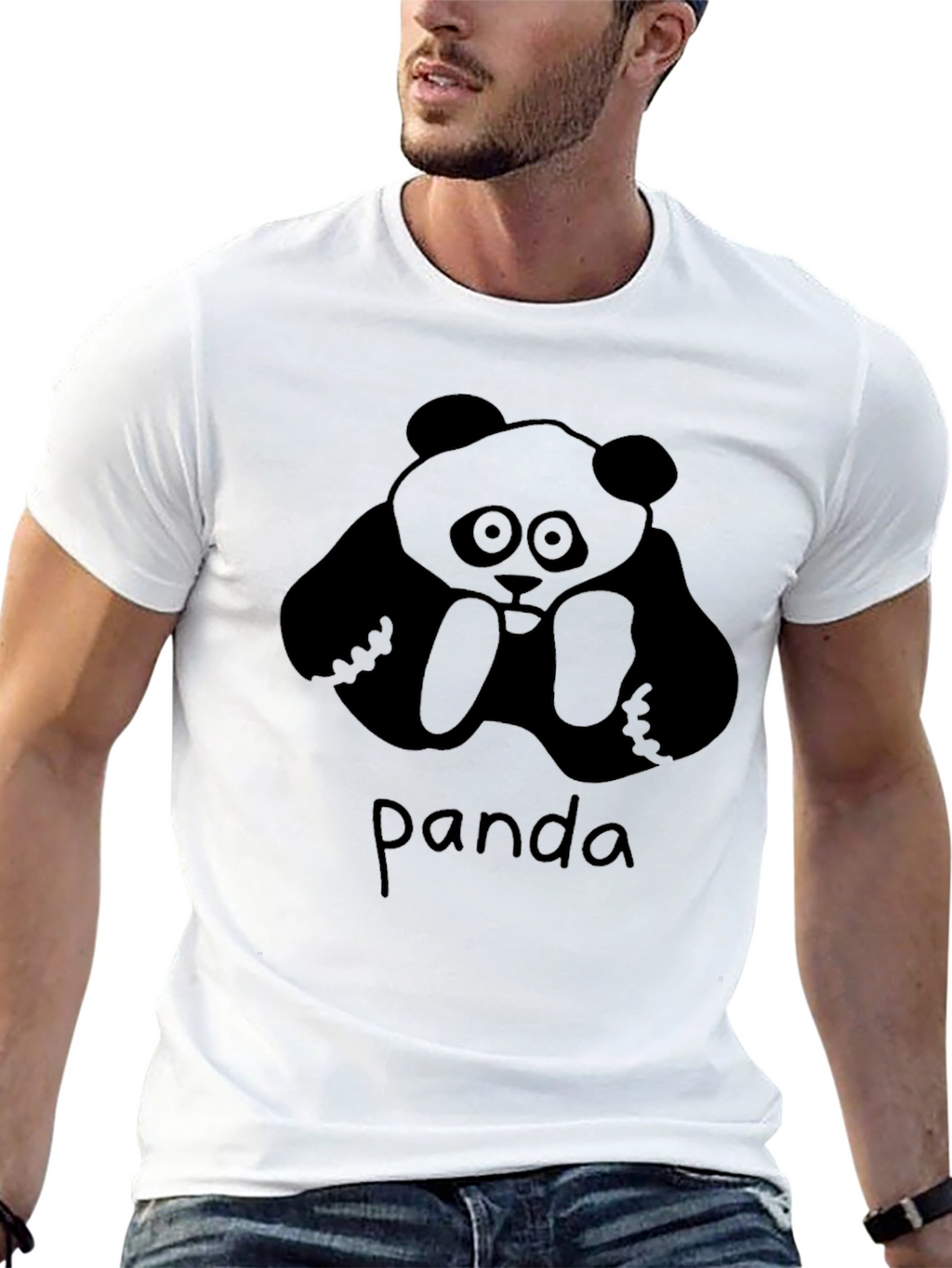 Mens Panda Graphic Black T-Shirt