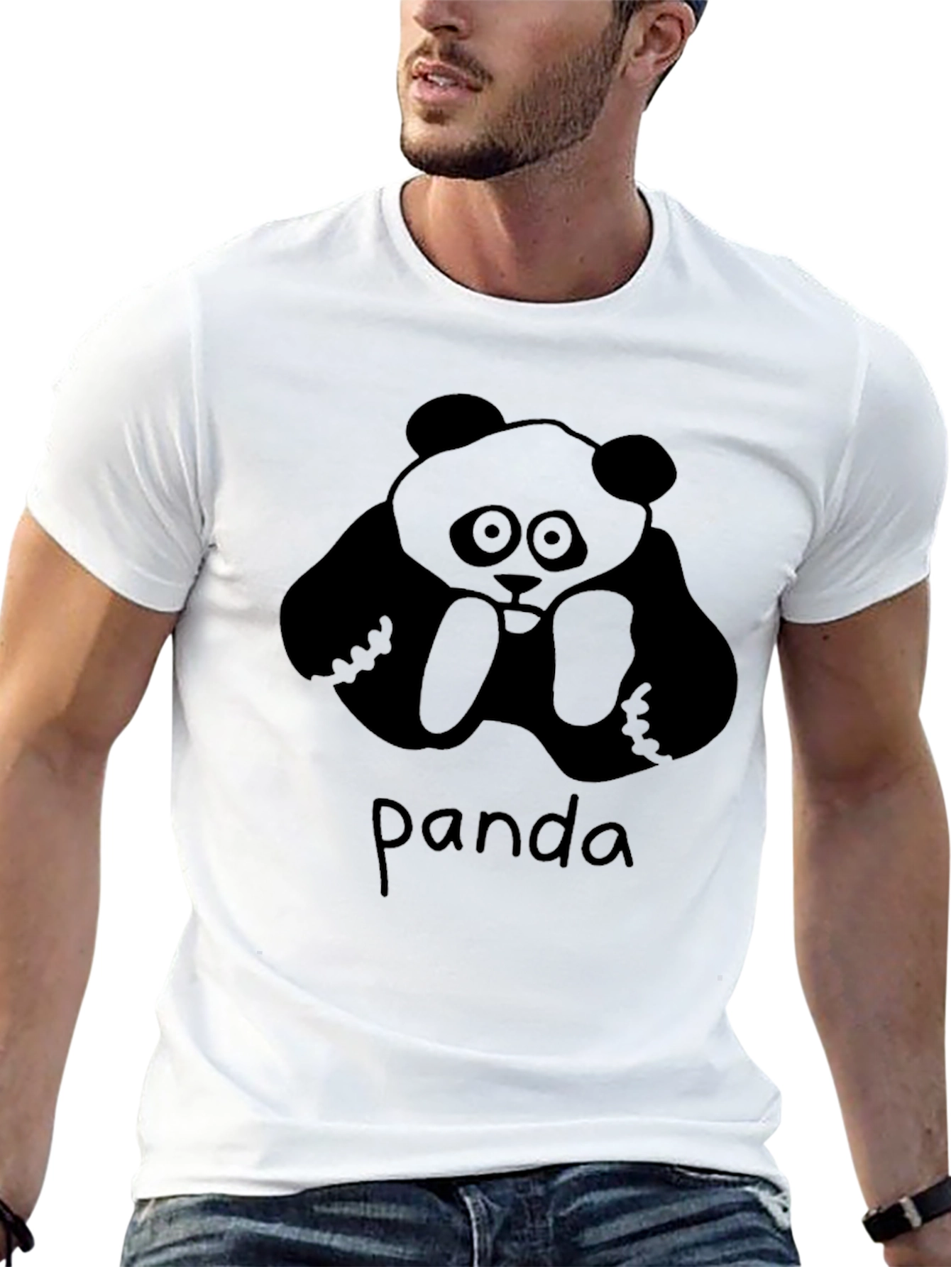 Mens Panda Graphic Black T-Shirt