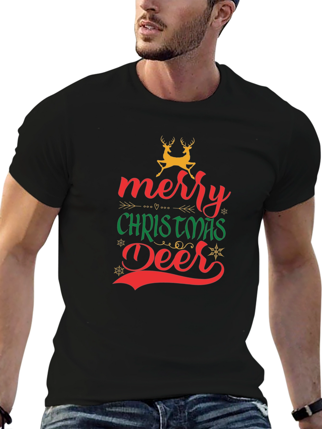 Merry Christmas Deer Graphic T-Shirt