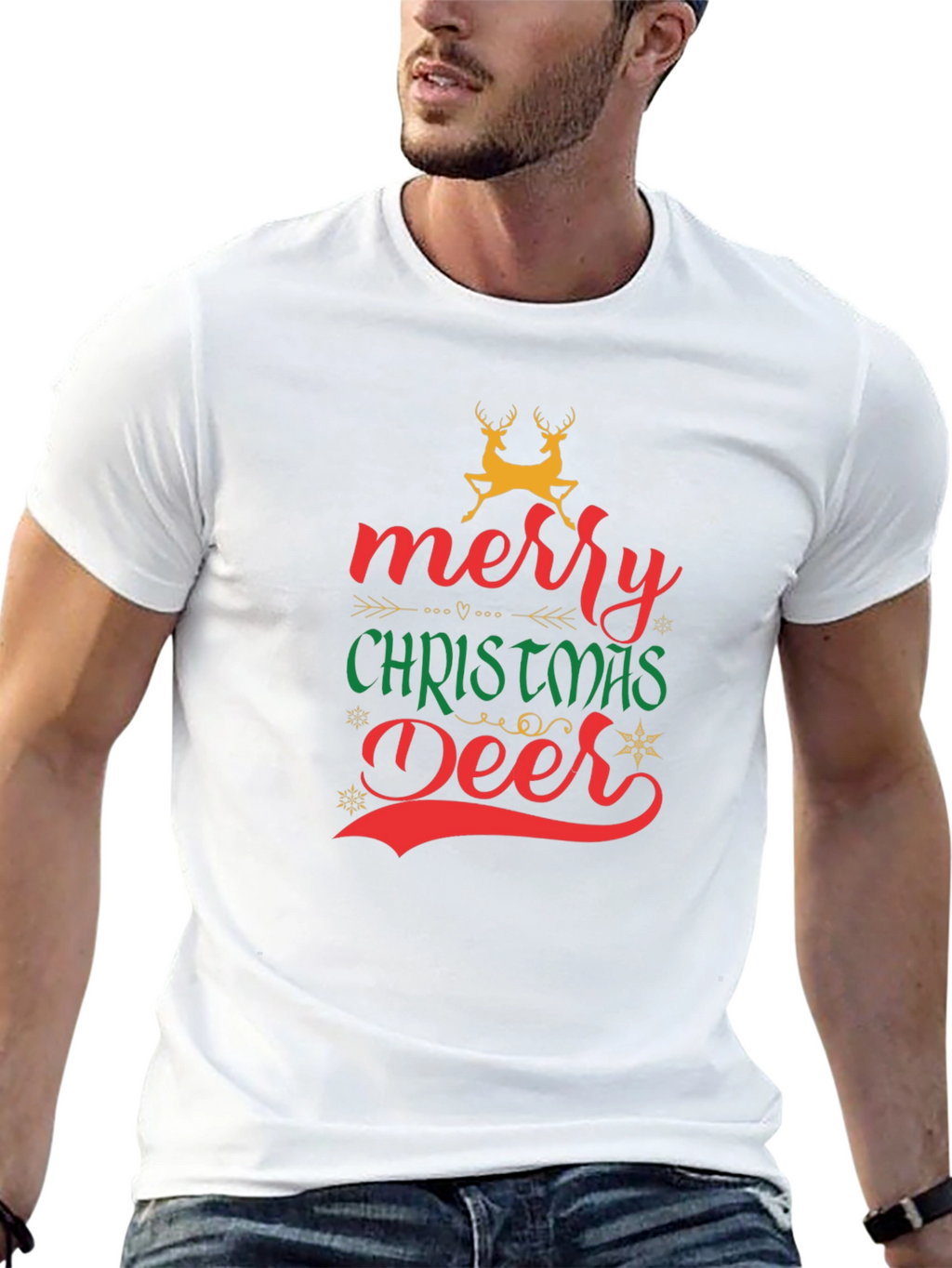 Merry Christmas Deer Graphic T-Shirt