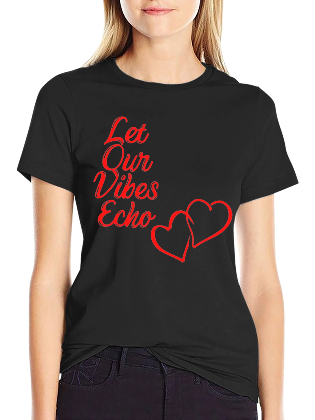 Let Our Vibes Echo Graphic Tee - Black