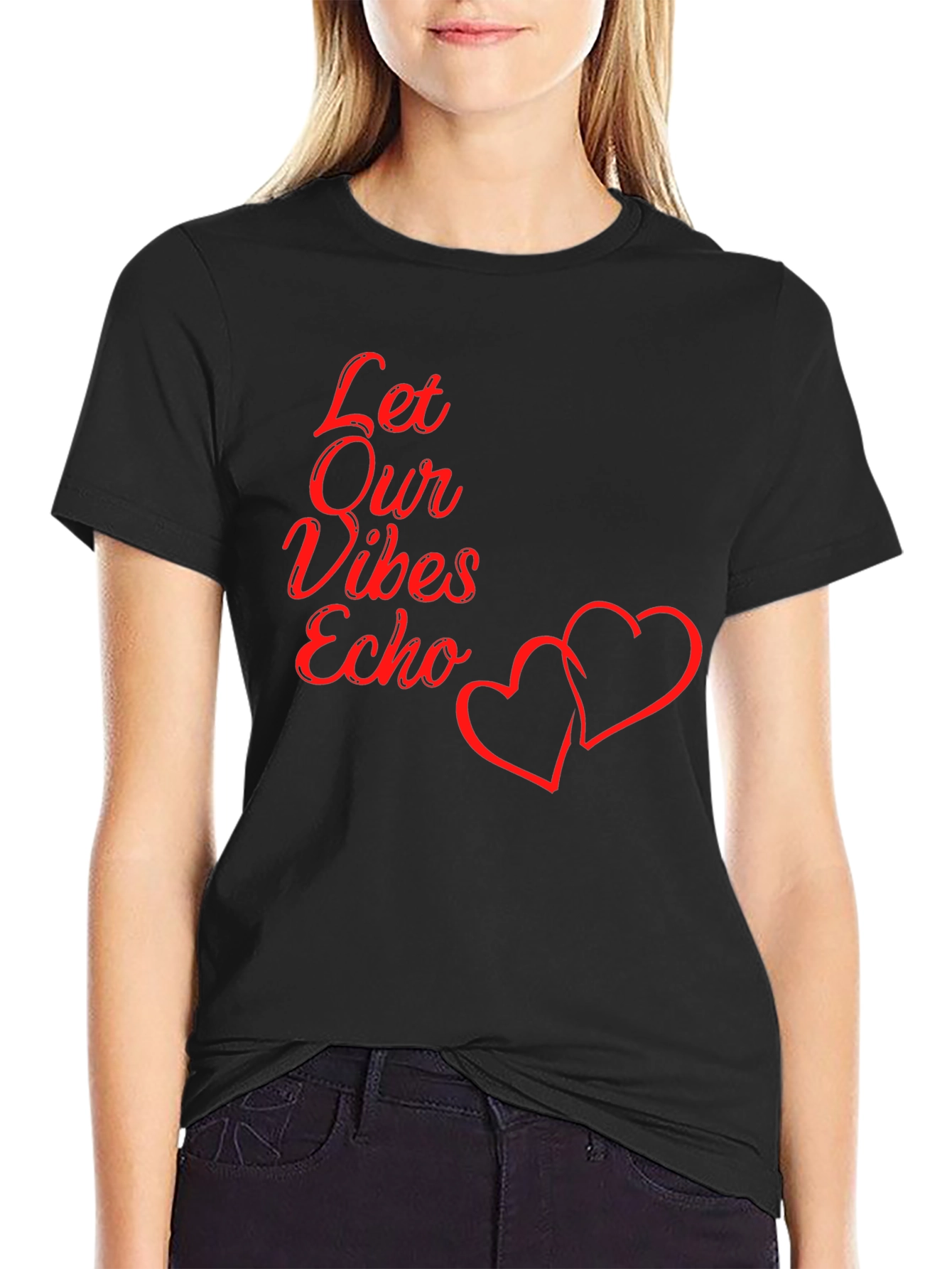 Let Our Vibes Echo Graphic Tee - Black