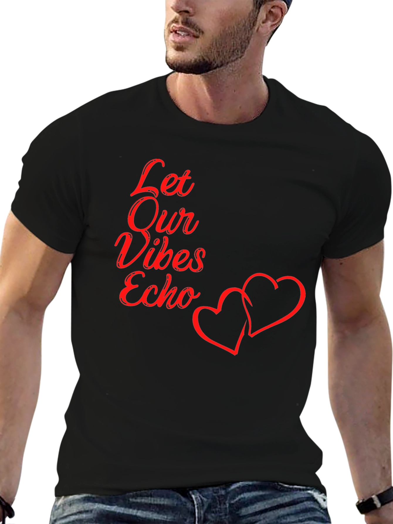 Let Our Vibes Echo Graphic Tee - Black