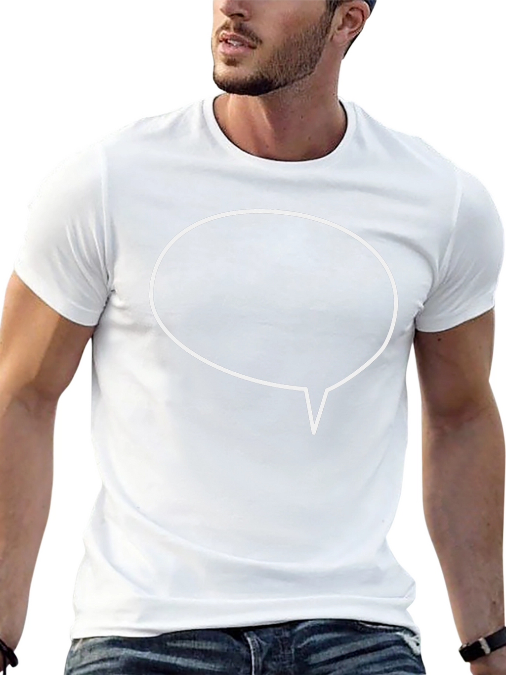 Black T-Shirt with Speech Bubble Graphic
