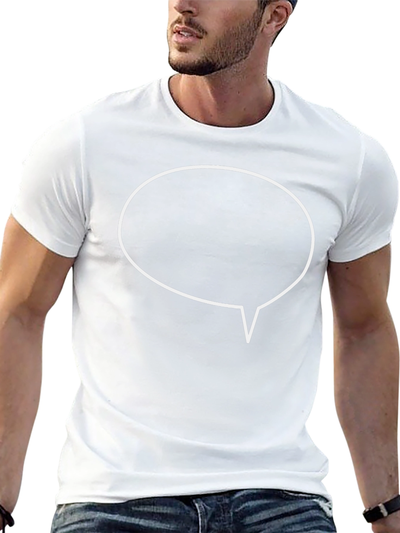 Black T-Shirt with Speech Bubble Graphic