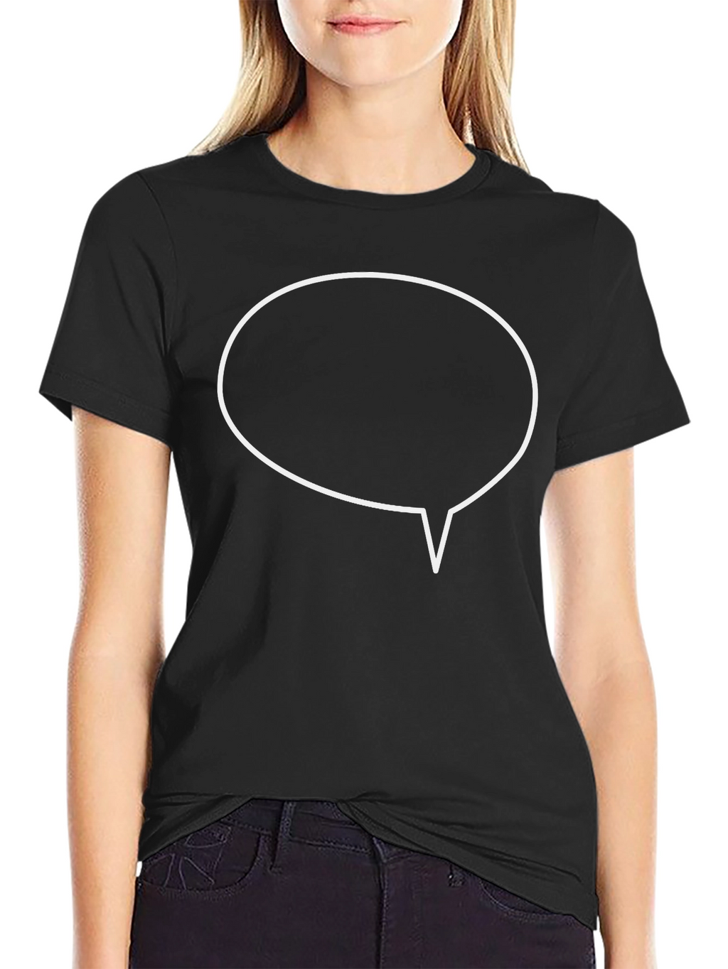 Black T-Shirt with Speech Bubble Graphic