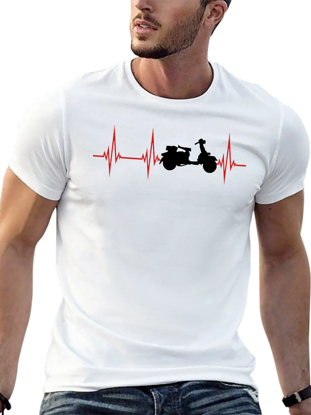 Motorcycle Heartbeat T-Shirt - Black