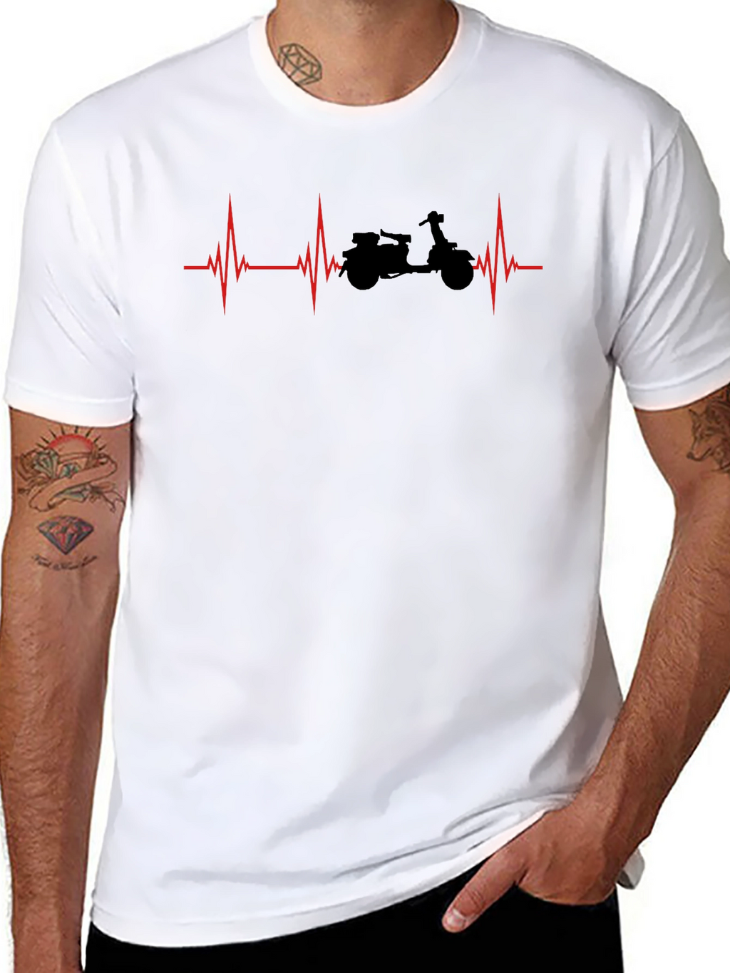 Motorcycle Heartbeat T-Shirt - Black