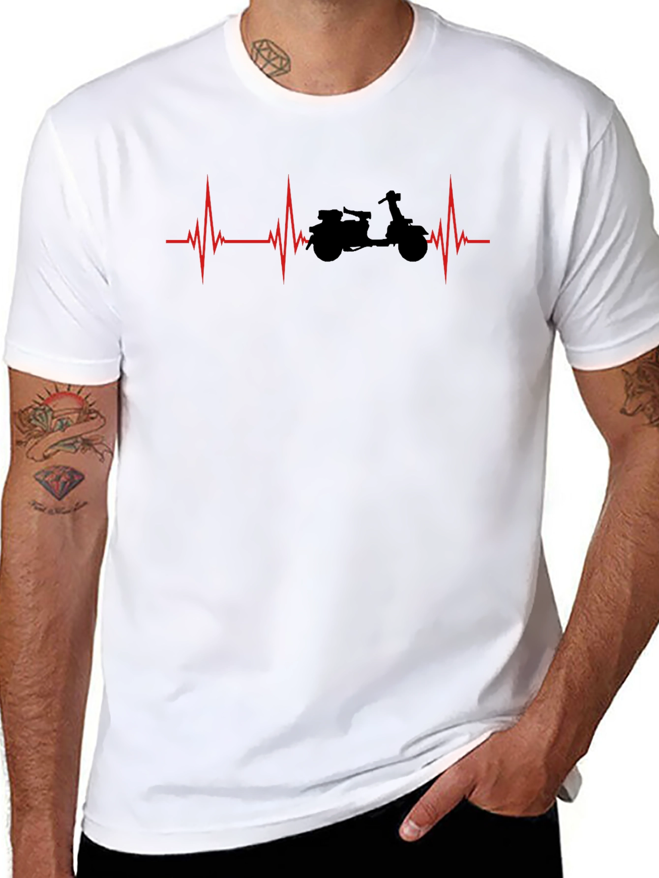 Motorcycle Heartbeat T-Shirt - Black