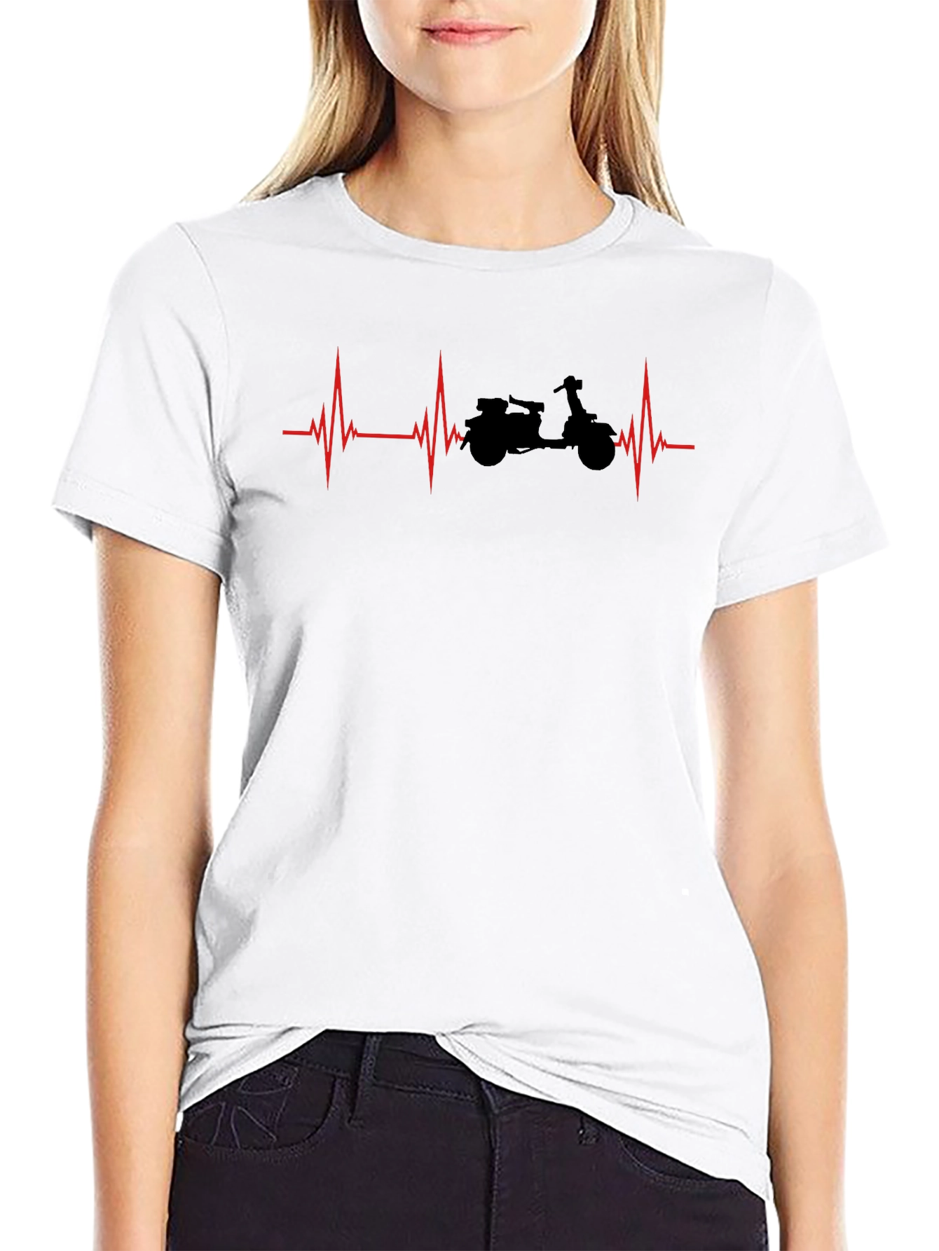 Motorcycle Heartbeat T-Shirt - Black