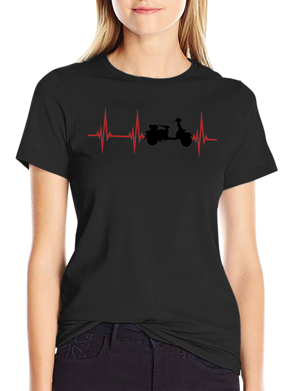Motorcycle Heartbeat T-Shirt - Black