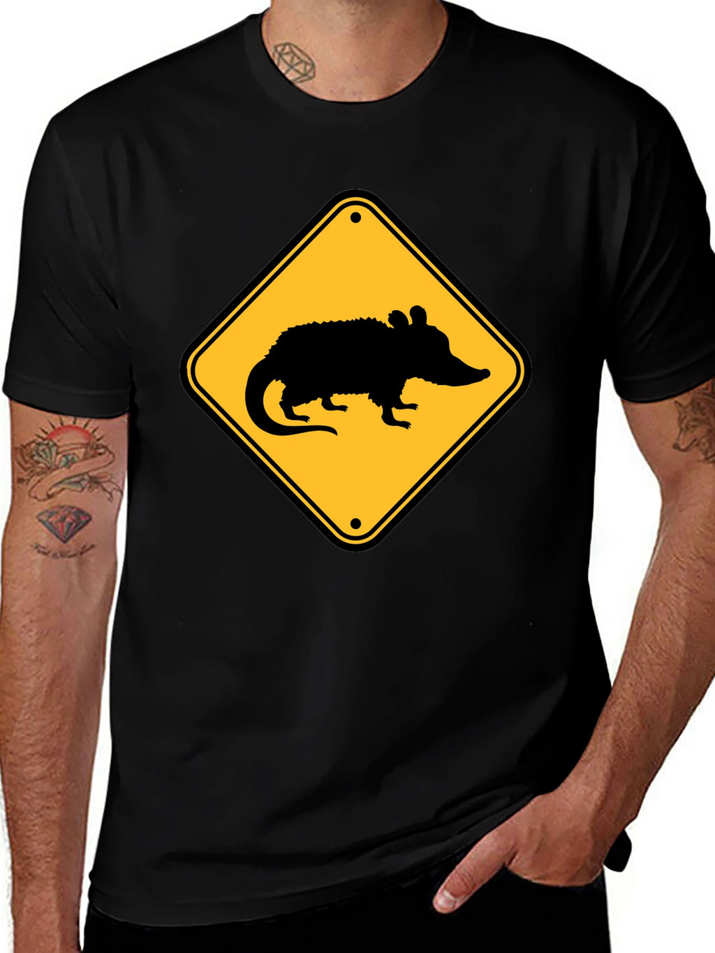 Opossum Crossing T-Shirt - Black