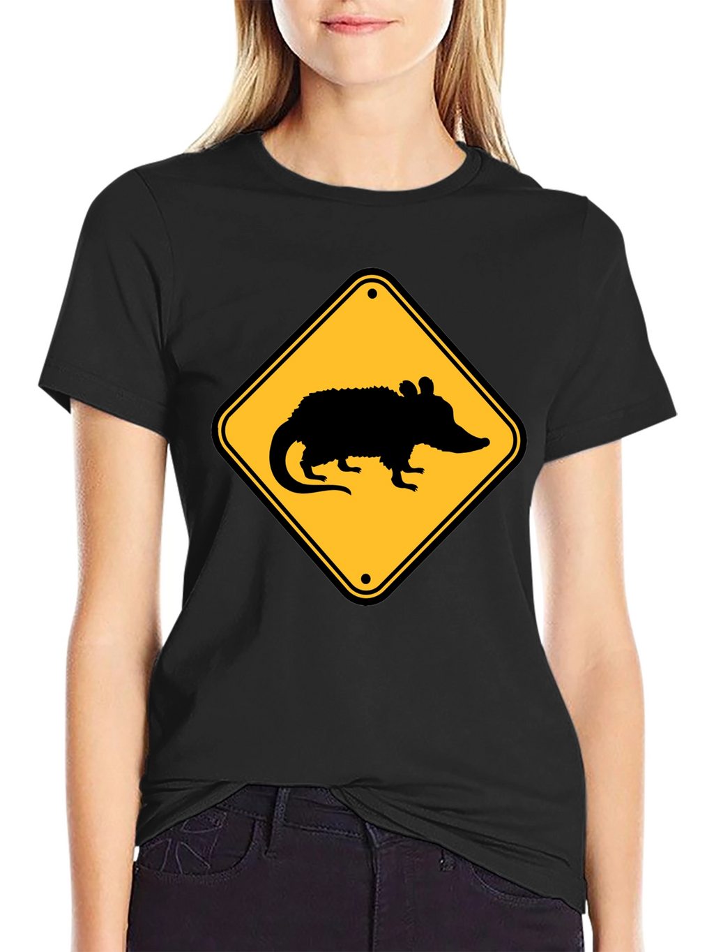 Opossum Crossing T-Shirt - Black