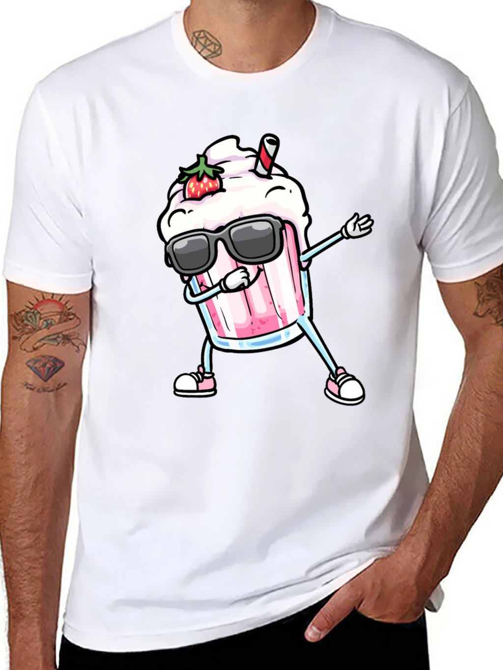 Cool Strawberry Milkshake Dabbing Graphic Tee