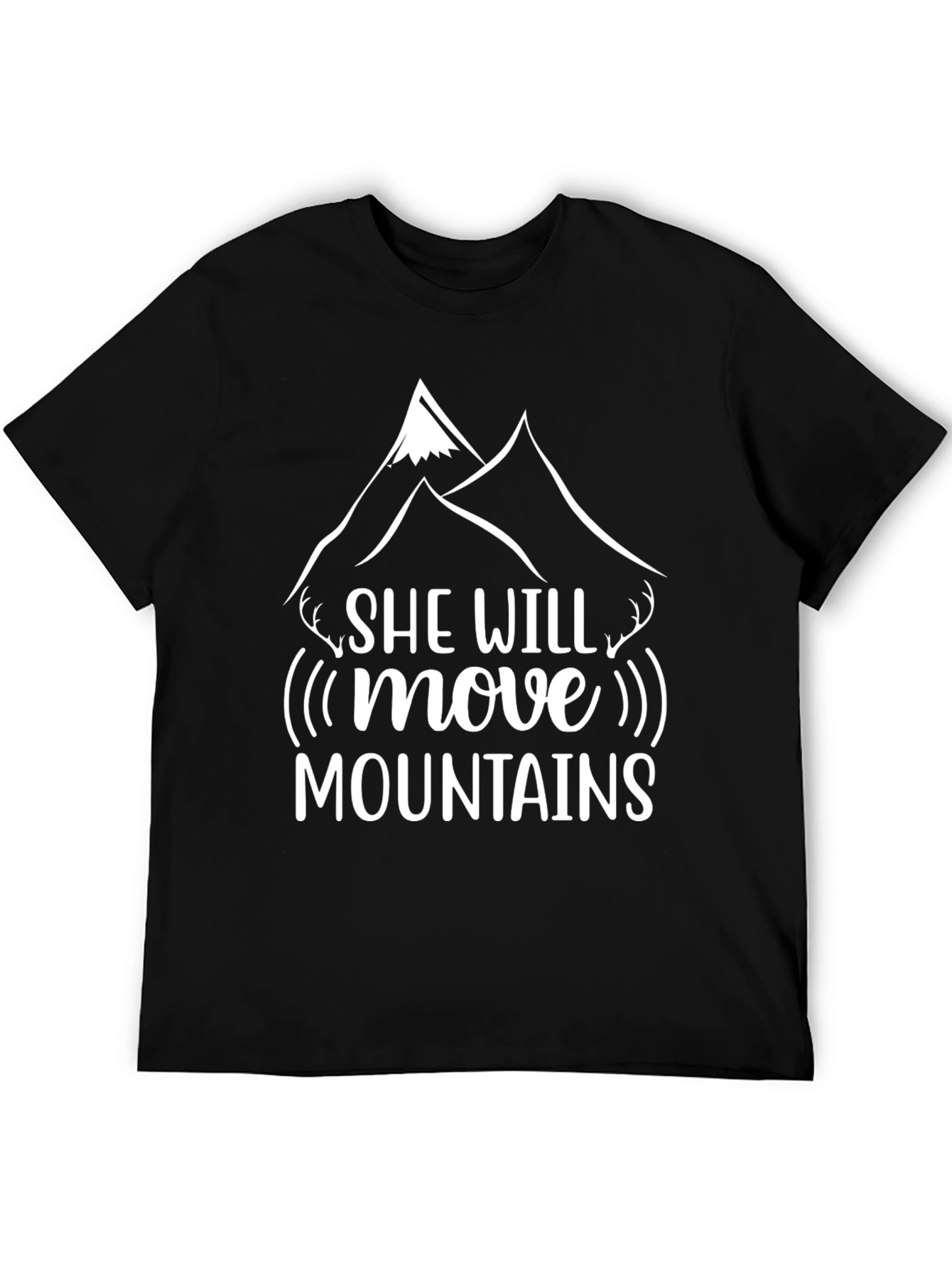 She Will Move Mountains Black Graphic T-Shirt
