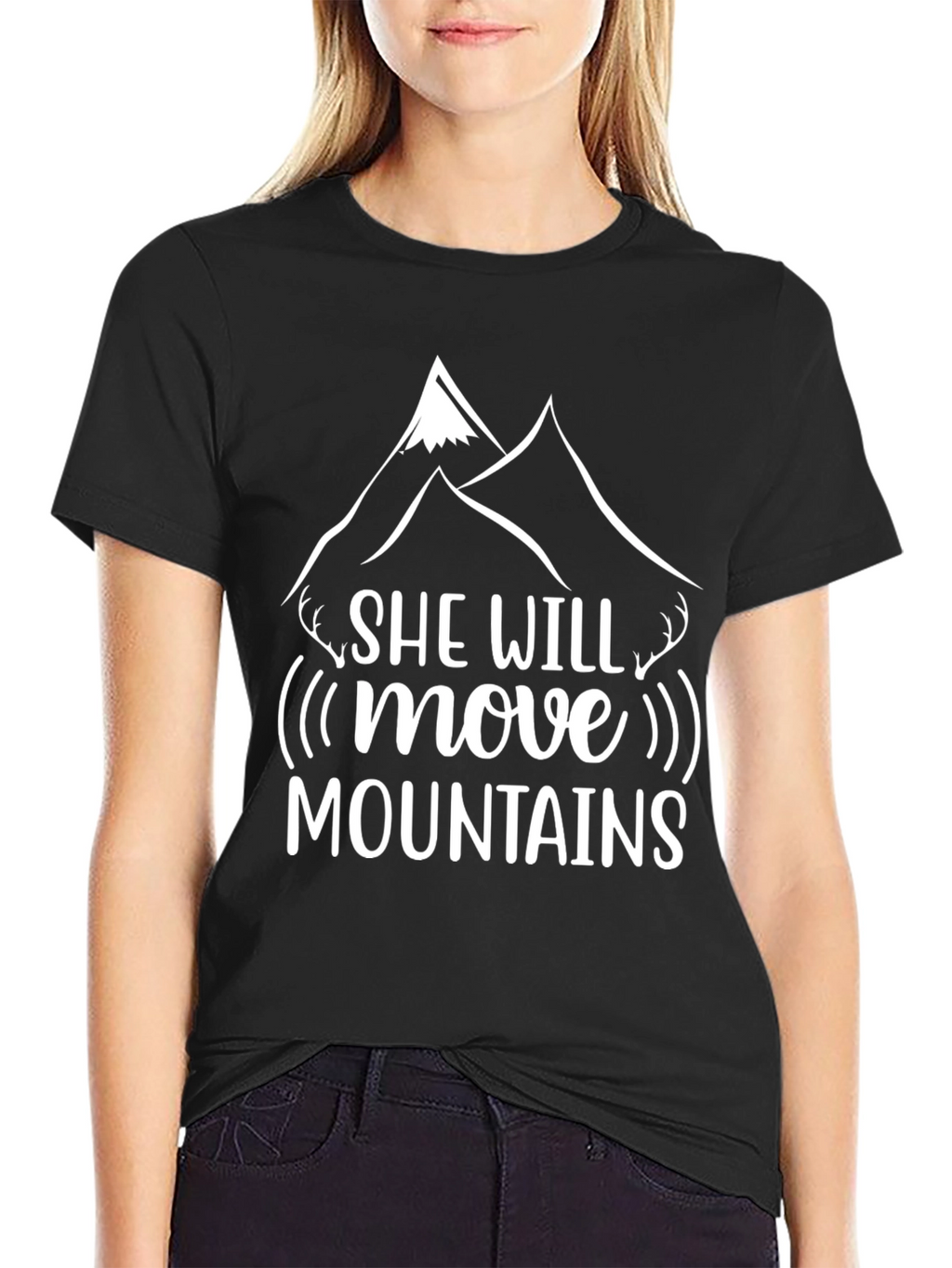 She Will Move Mountains Black Graphic T-Shirt