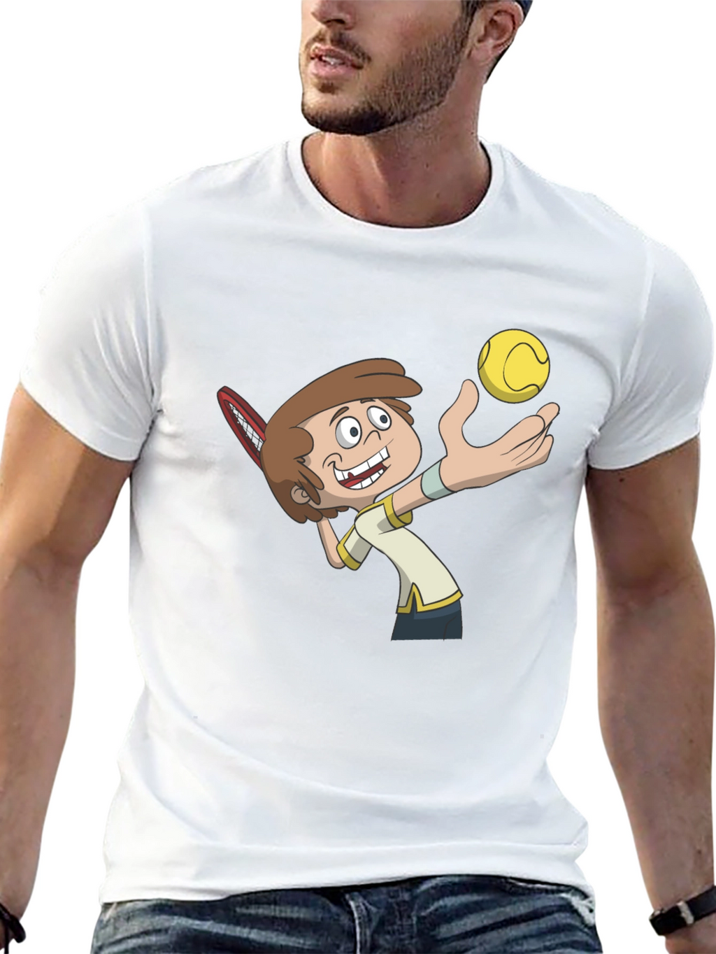 Cartoon Tennis Player Graphic Tee