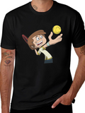 Cartoon Tennis Player Graphic Tee