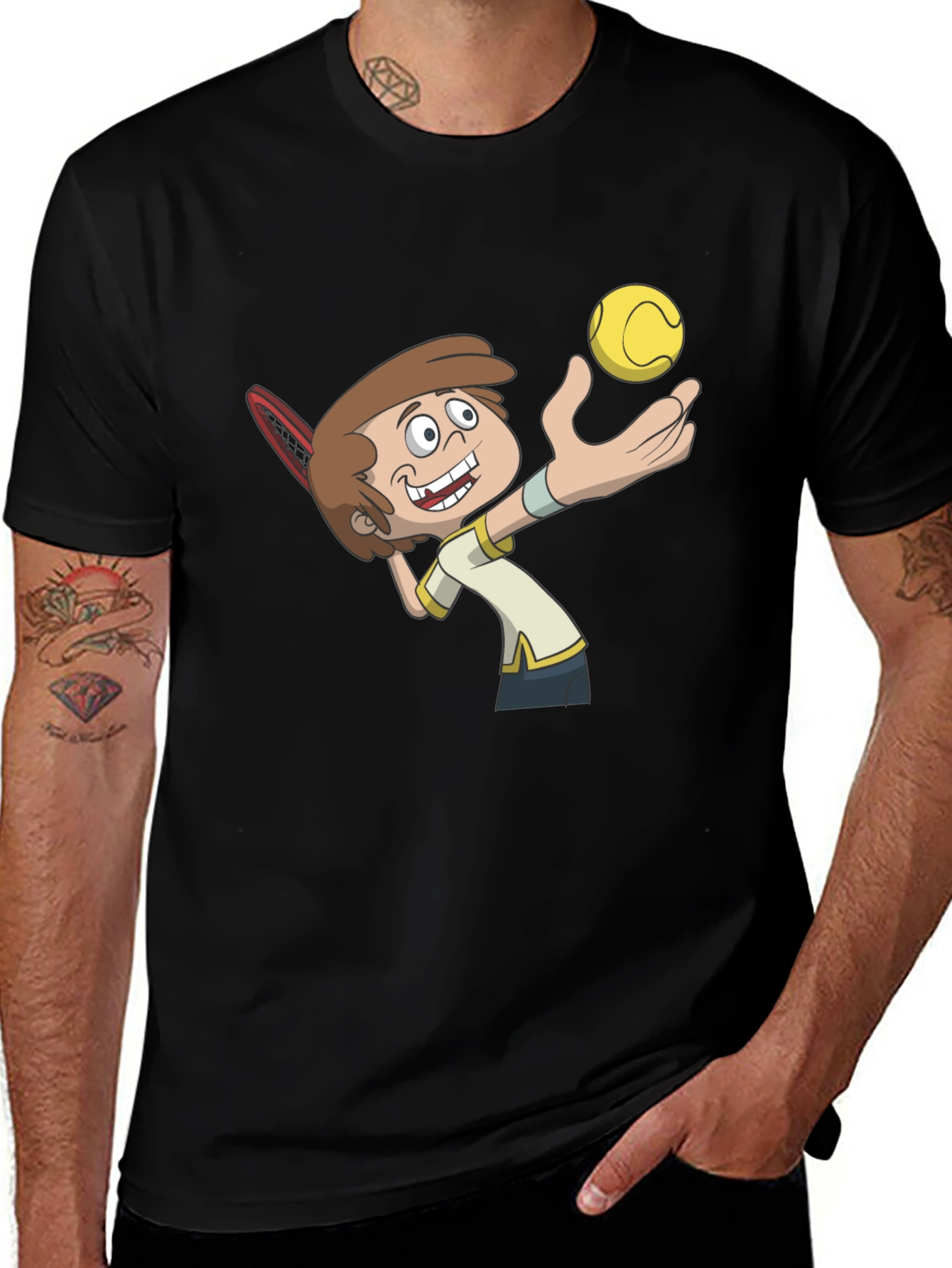Cartoon Tennis Player Graphic Tee