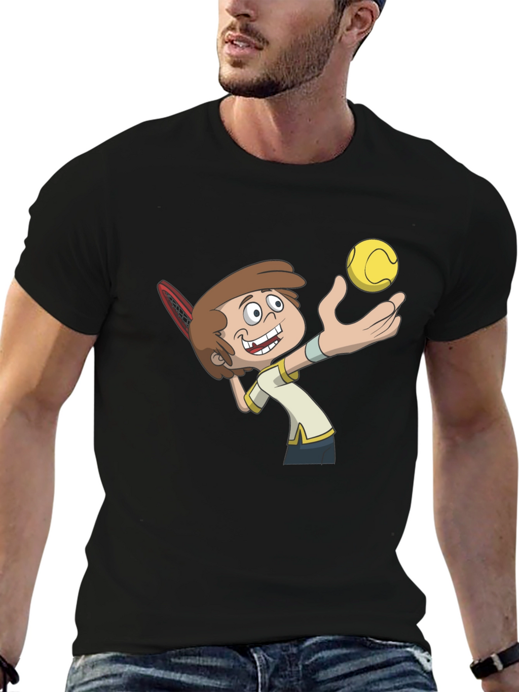 Cartoon Tennis Player Graphic Tee