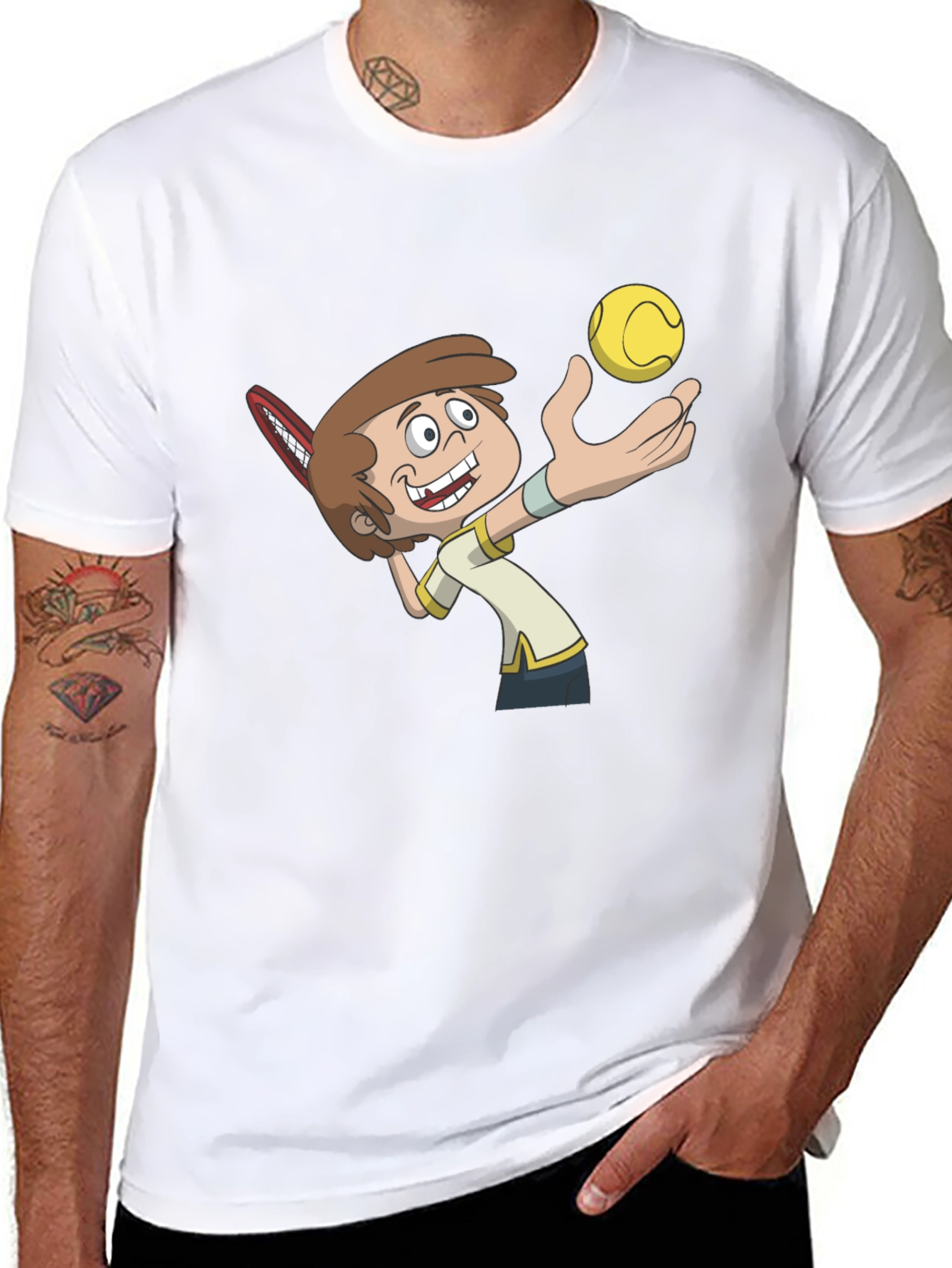 Cartoon Tennis Player Graphic Tee