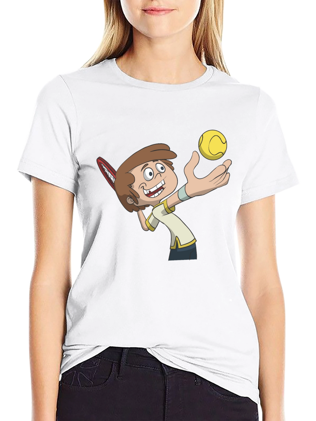 Cartoon Tennis Player Graphic Tee