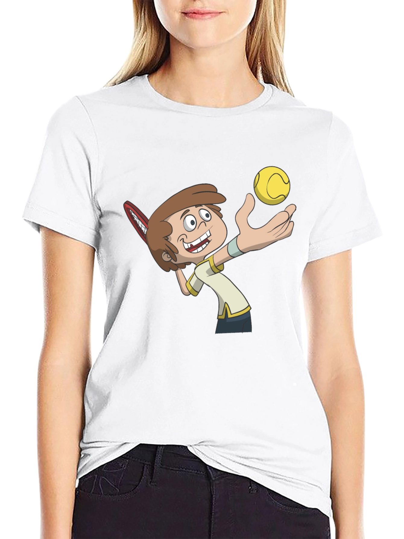 Cartoon Tennis Player Graphic Tee