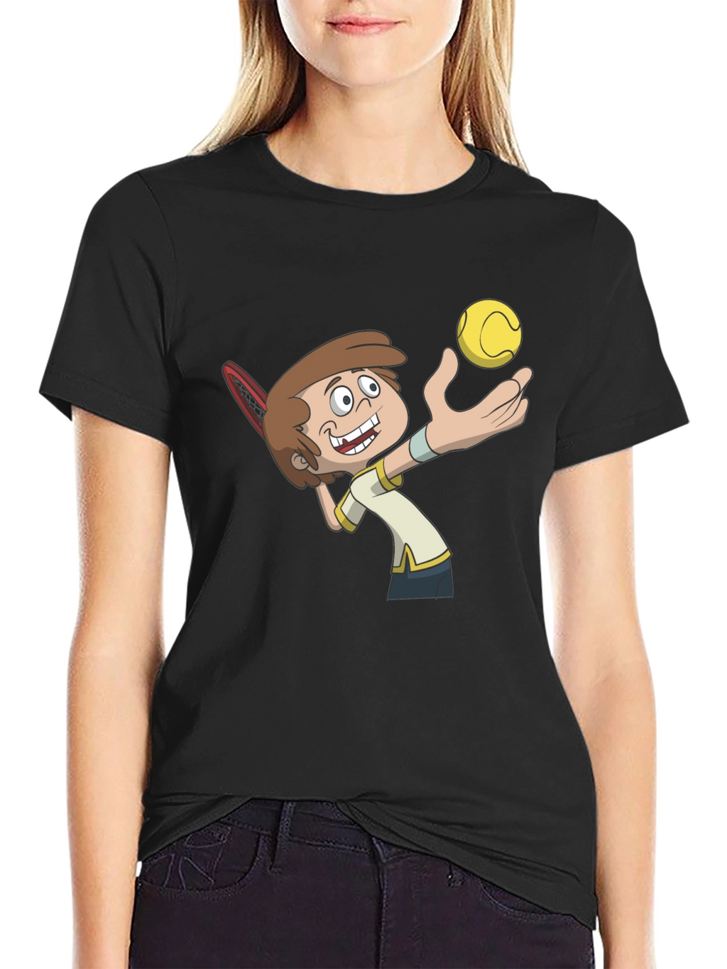 Cartoon Tennis Player Graphic Tee
