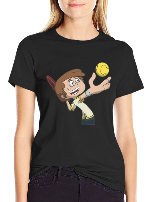 Cartoon Tennis Player Graphic Tee