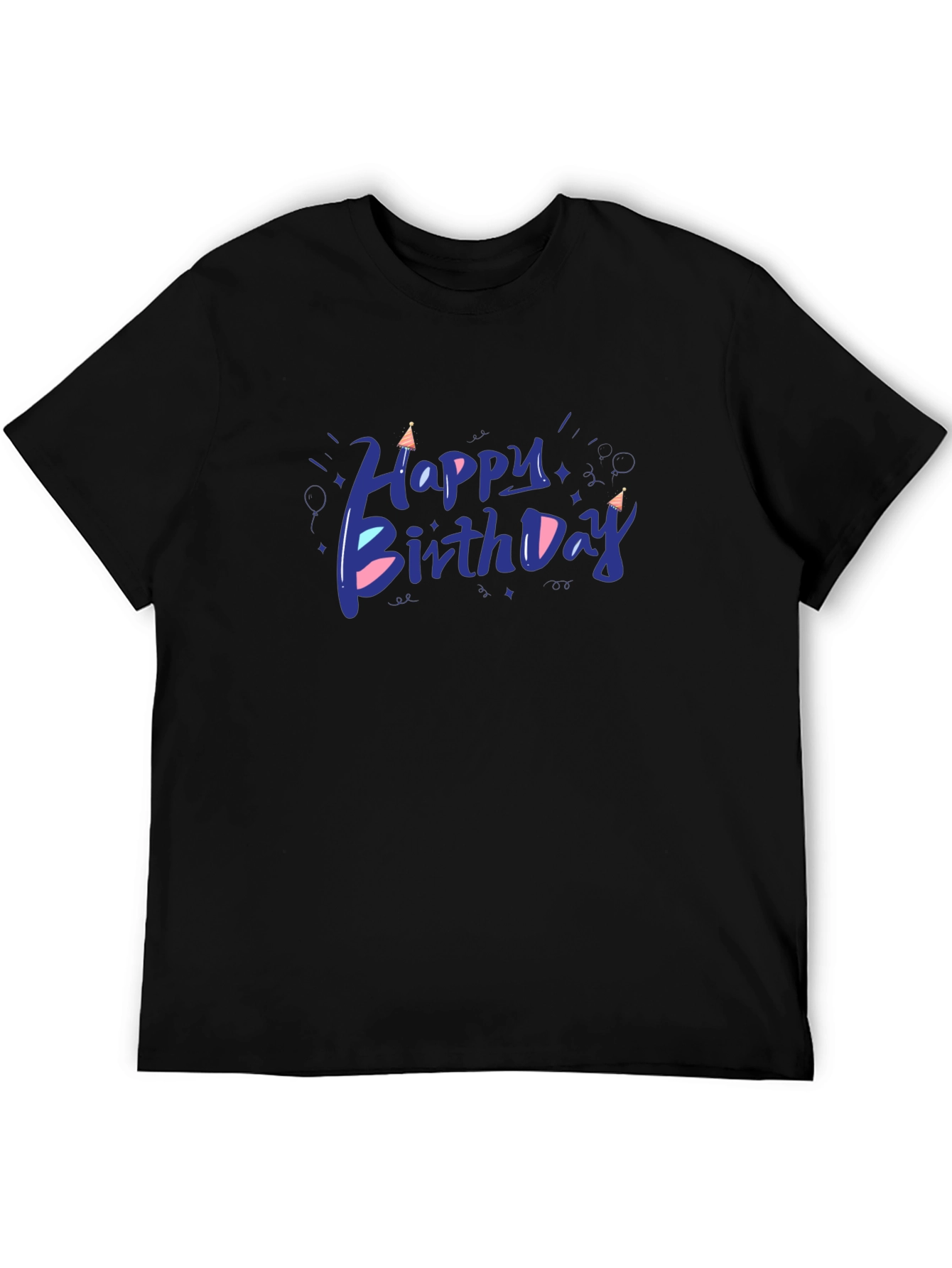 Happy Birthday Graphic Tee - Mens Black T-Shirt