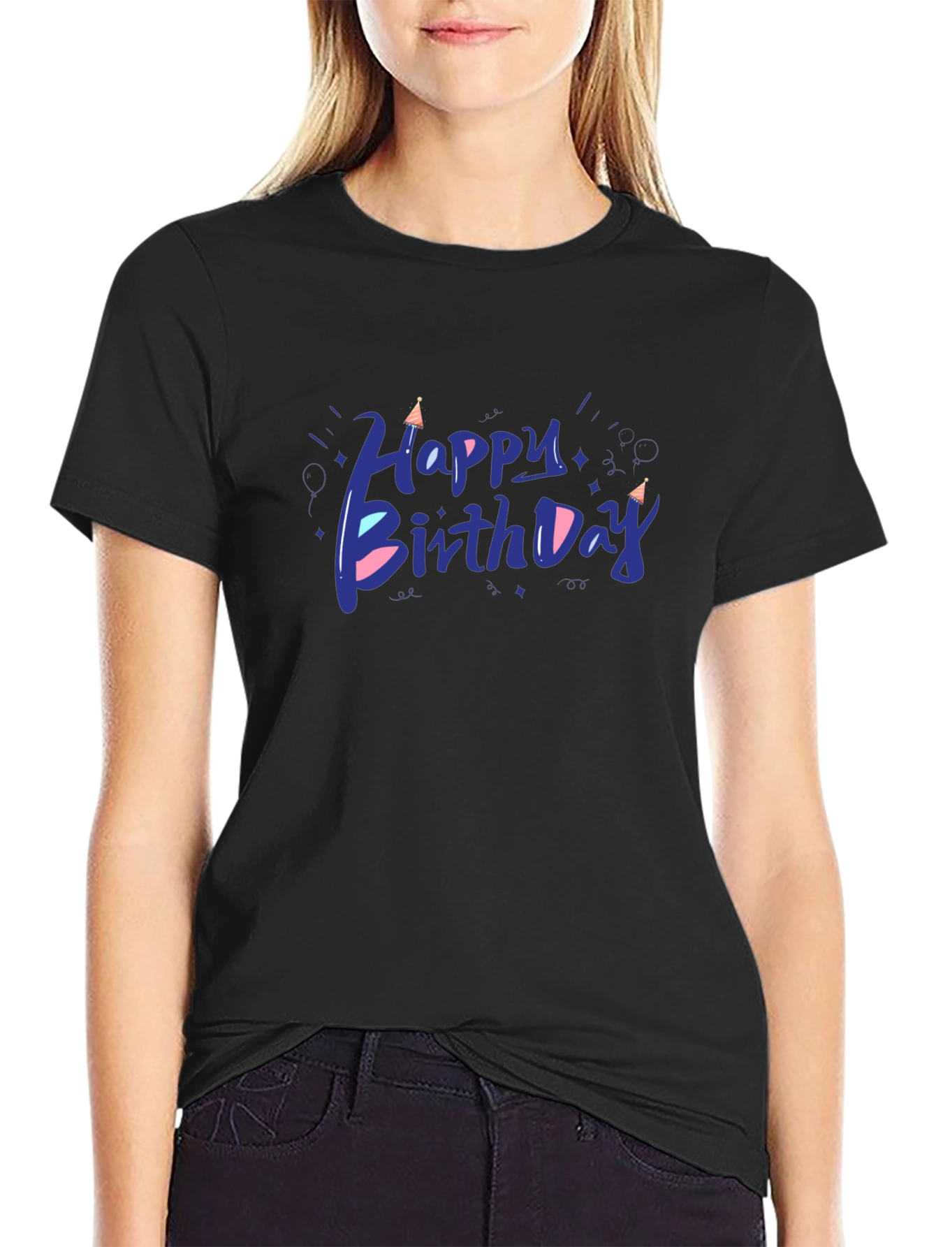 Happy Birthday Graphic Tee - Mens Black T-Shirt