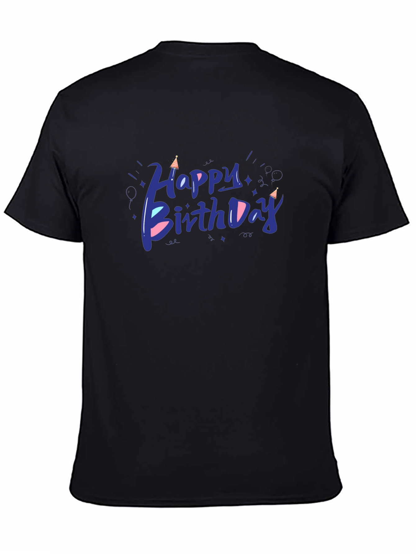 Happy Birthday Graphic Tee - Mens Black T-Shirt