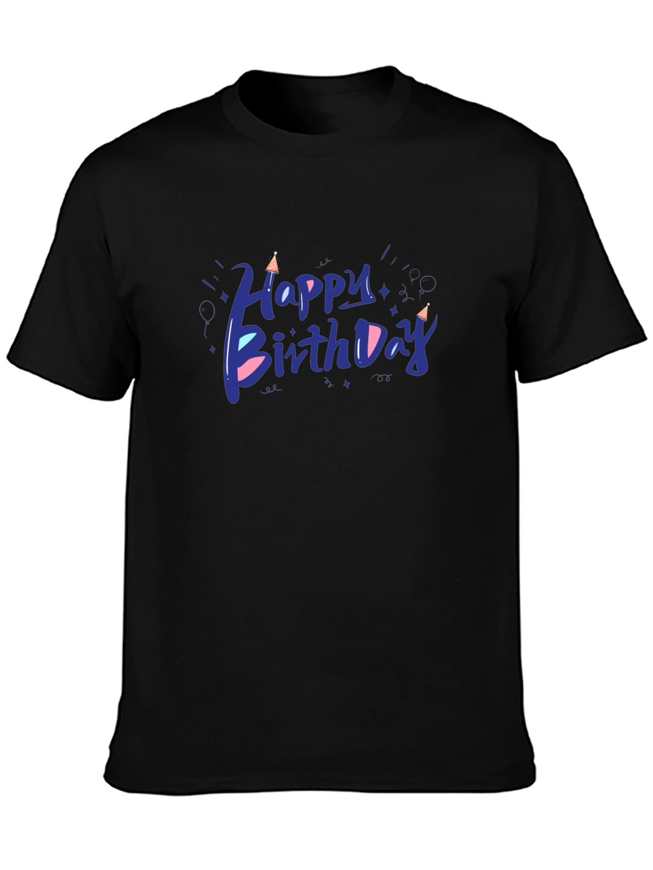 Happy Birthday Graphic Tee - Mens Black T-Shirt
