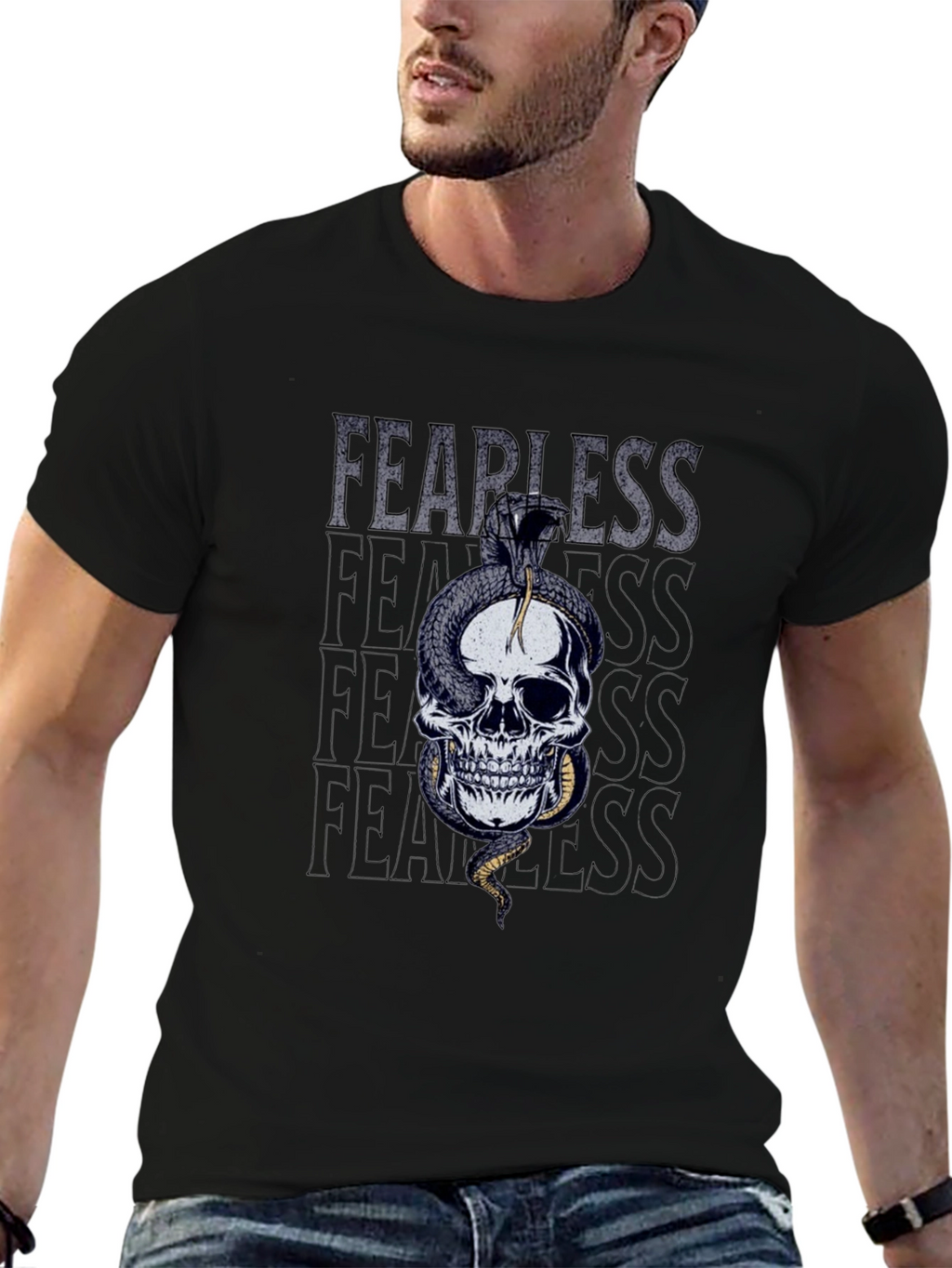Fearless Skull Snake Graphic T-Shirt