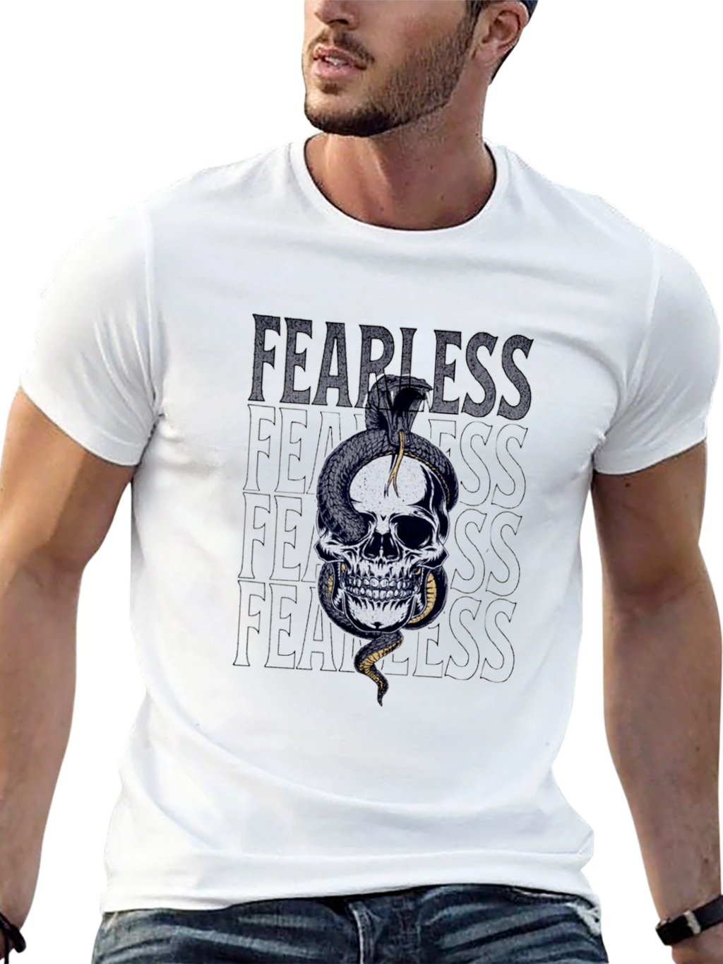 Fearless Skull Snake Graphic T-Shirt