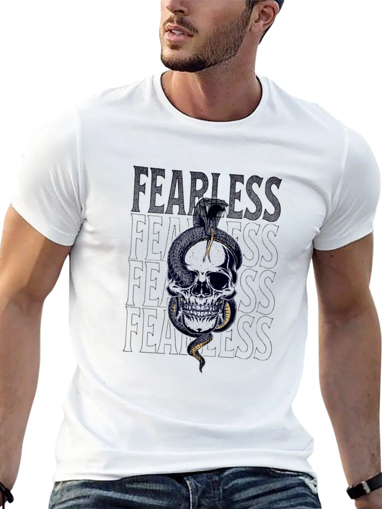 Fearless Skull Snake Graphic T-Shirt