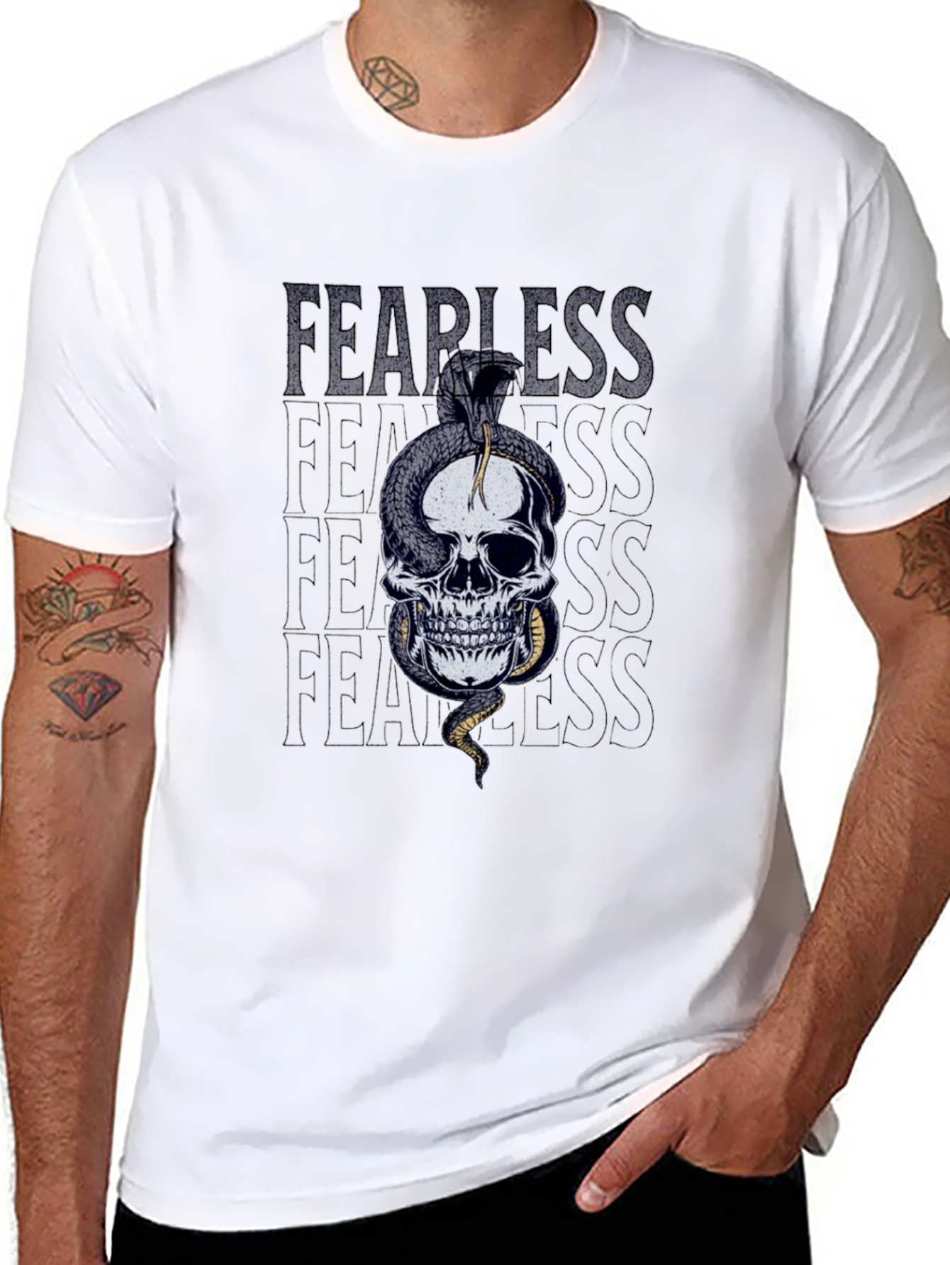 Fearless Skull Snake Graphic T-Shirt