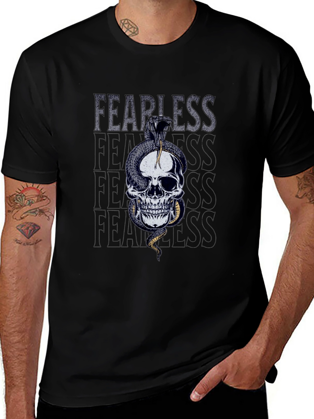 Fearless Skull Snake Graphic T-Shirt