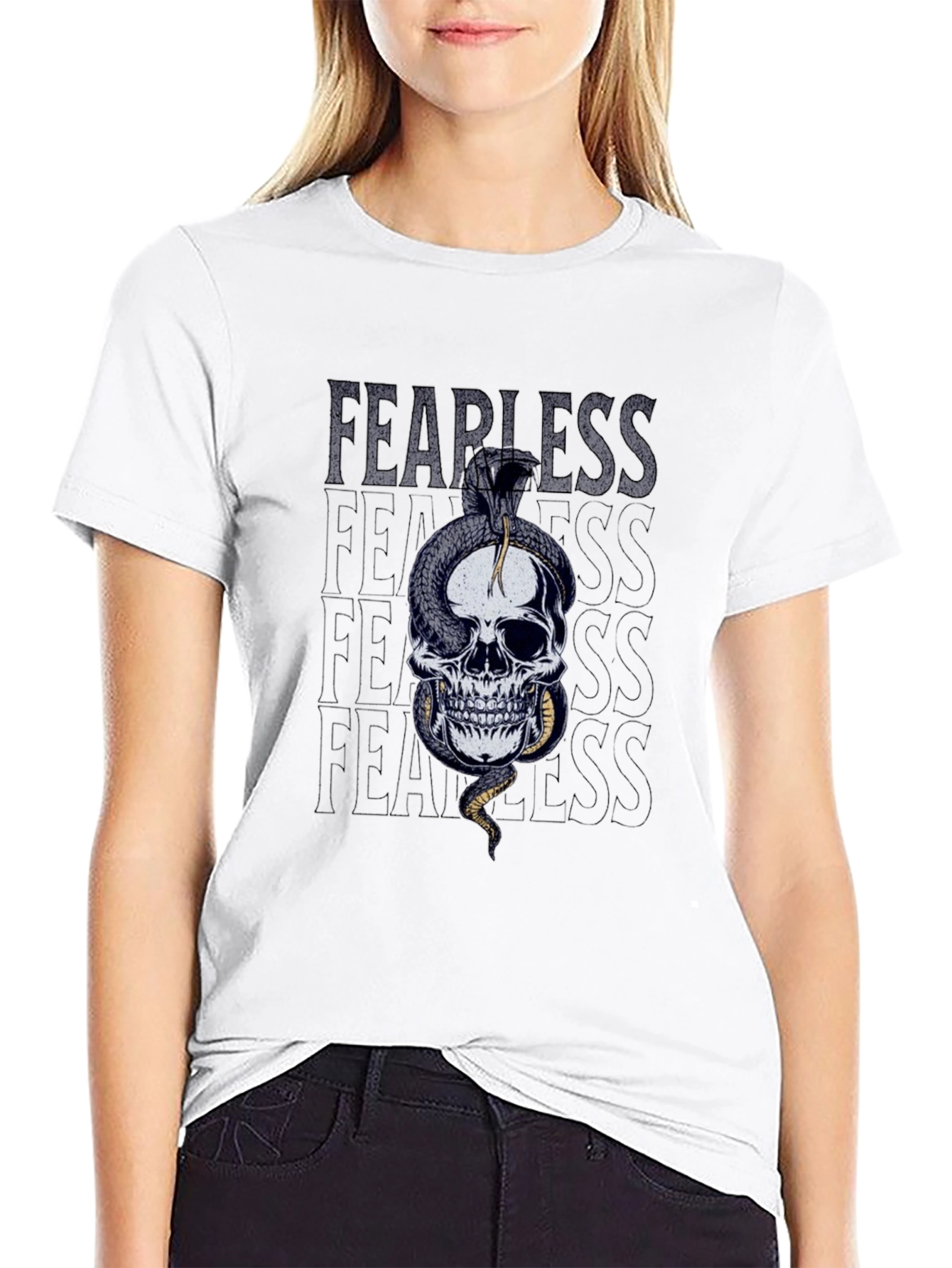 Fearless Skull Snake Graphic T-Shirt