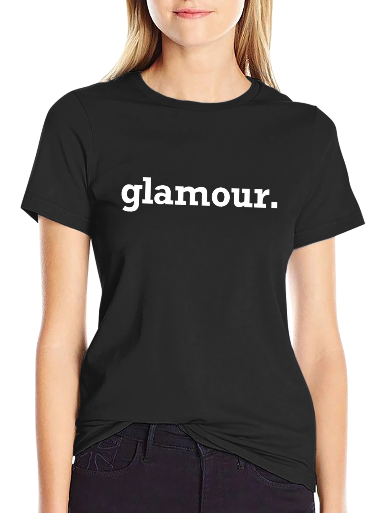 Glamour Graphic Tee - Stylish Black Cotton T-Shirt